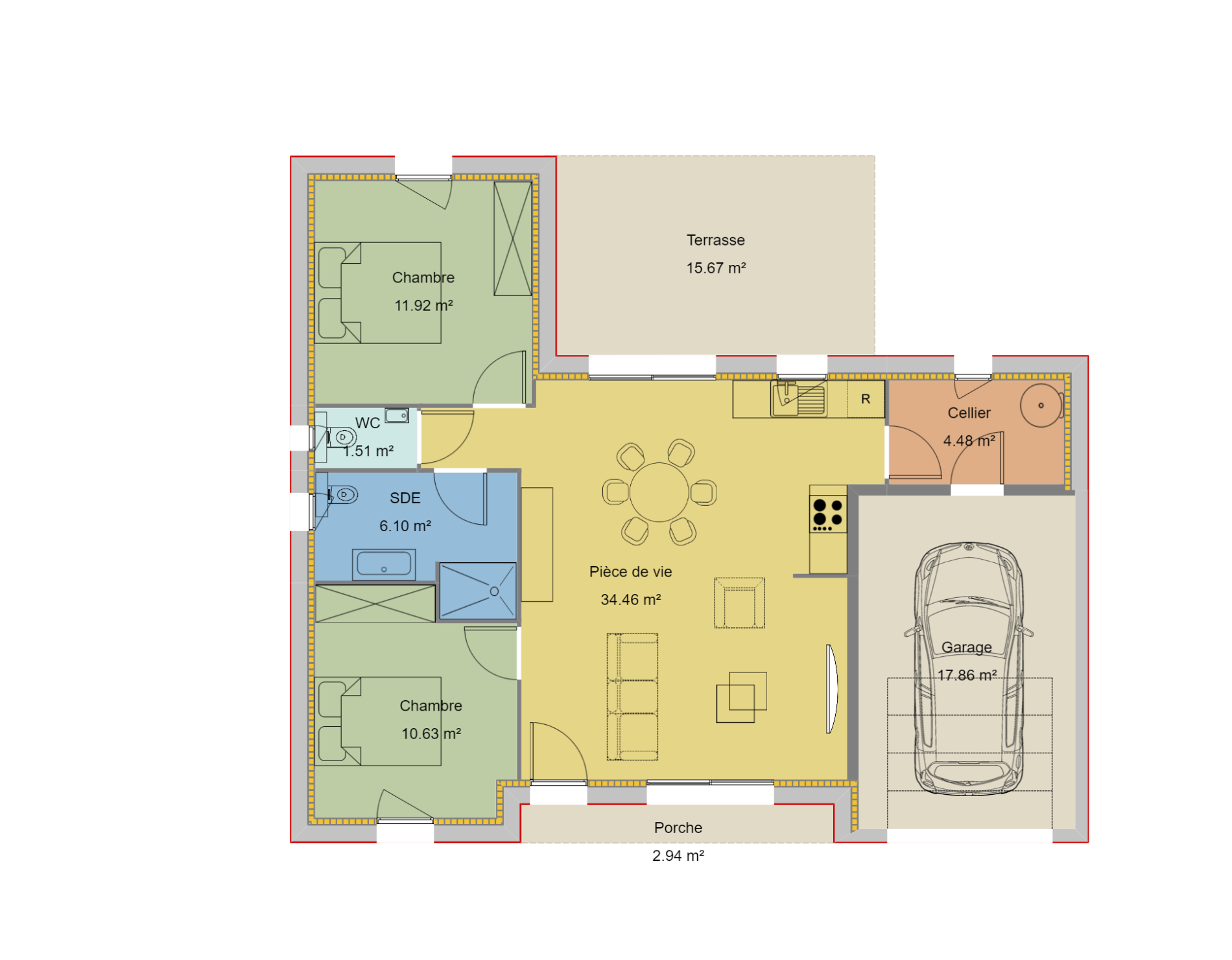Constructeur maison Plain-pied 2 chambres avec garage Loir-et-Cher 41