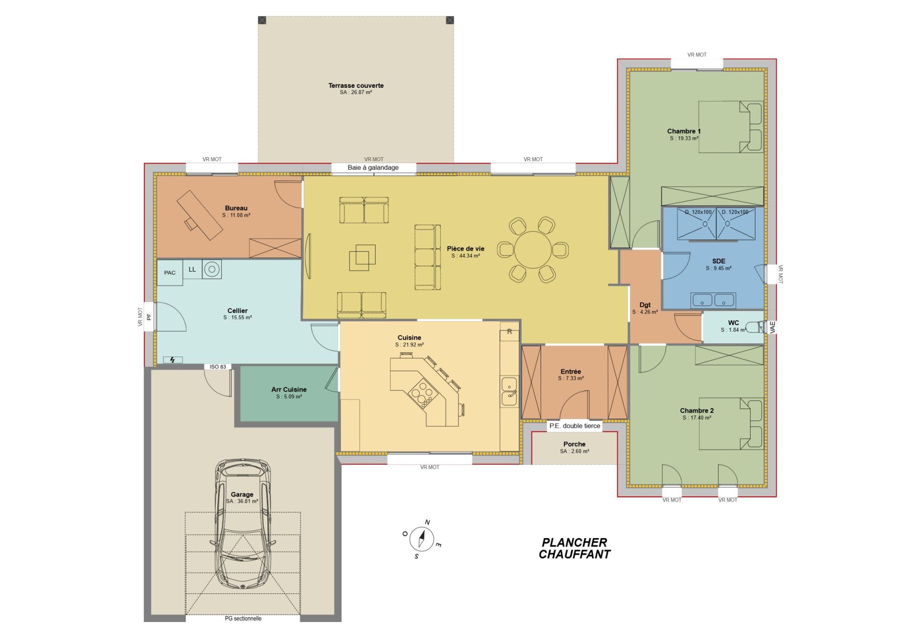 Modèle 3 chambres 157m² + Garage