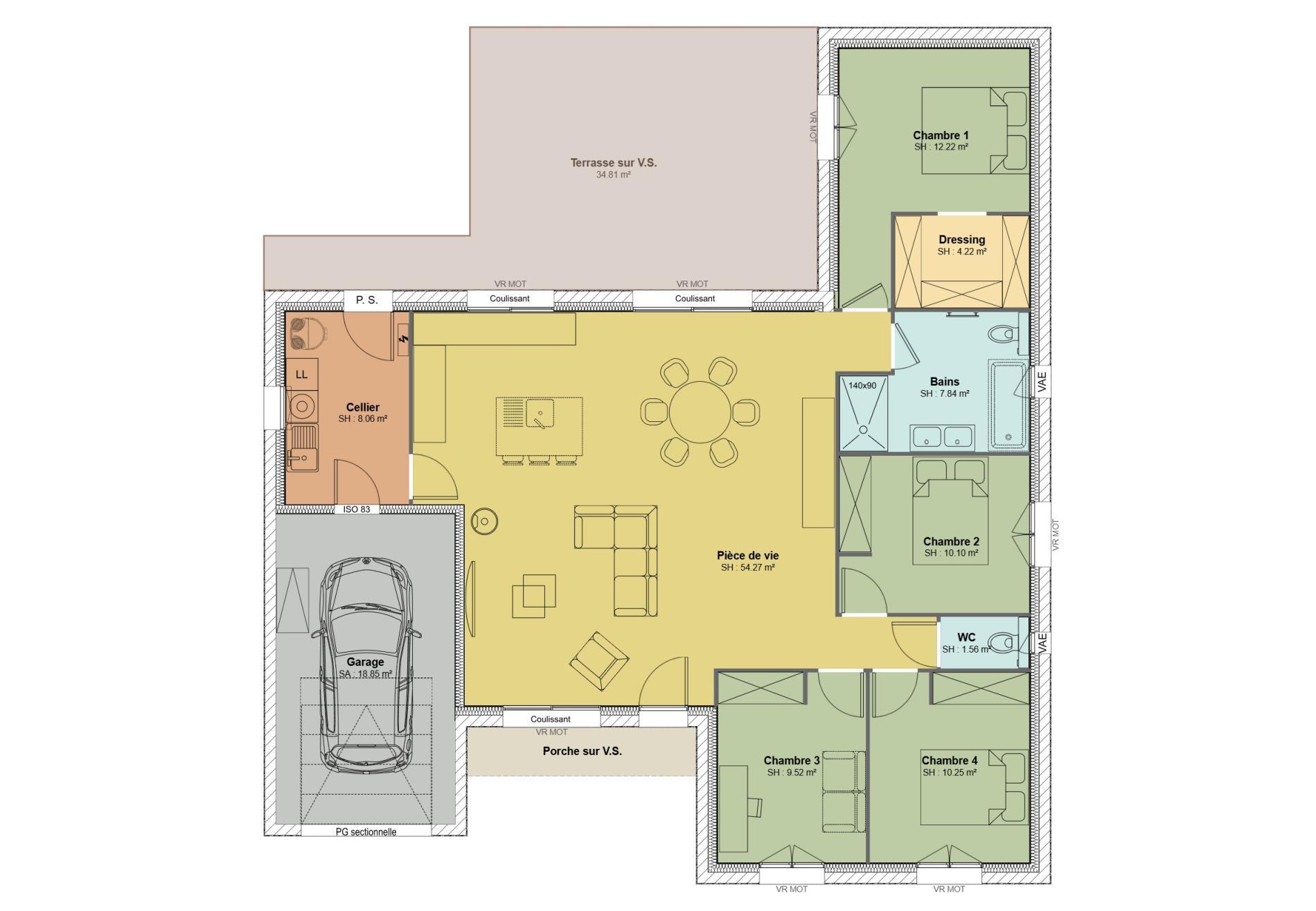 Modèle 4 chambres 118m² + Garage