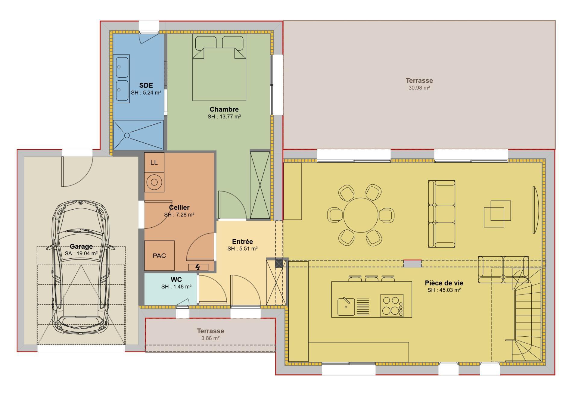 Modèle 3 chambres 117m² + Garage
